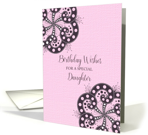 Happy Birthday Daughter Pink Abstract Paisley Flowers card (1484368)