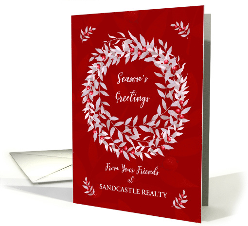 Season's Greetings from Business Custom Business Name Wreath card