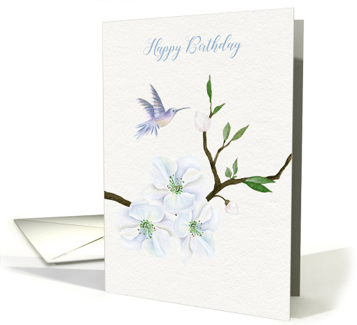 Happy Birthday Hummingbird with Magnolia Flowers card (1486940)