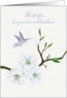 Sympathy Thank You Hummingbird with Magnolia Flowers card