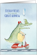 Happy Birthday for Great Nephew Crocodile Riding a Scooter card