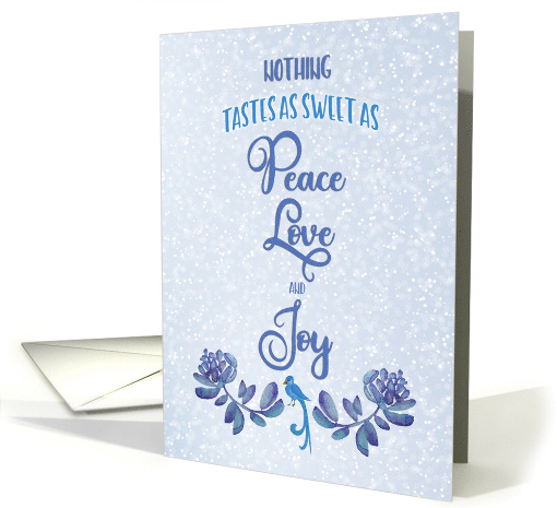 Christmas Peace Love and Joy Bluebird with Flowers card (1490648)