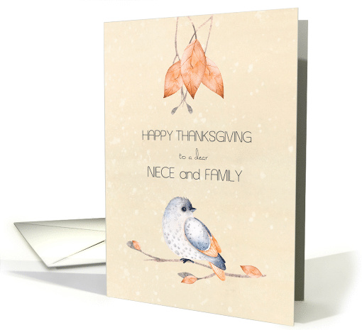 Happy Thanksgiving for Niece and Family Blessings Autumn Leaves card