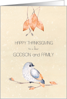 Happy Thanksgiving for Godson and Family Blessings Autumn Leaves card