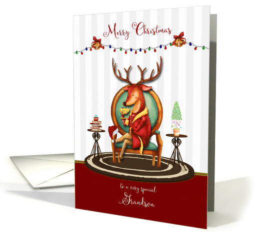 Christmas for Grandson The Buck Stops Here Holiday Reindeer card