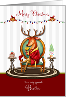 Christmas for Brother The Buck Stops Here Holiday Reindeer card