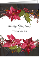 Merry Christmas Poinsettias Holly and Berries card