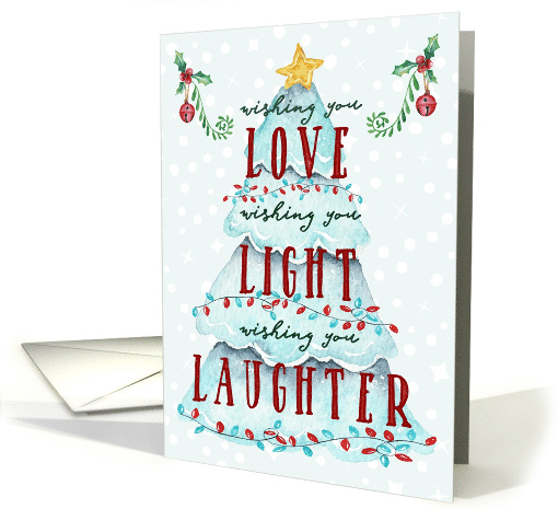 Love Light and Laughter Watercolor Christmas Tree card (1505012)