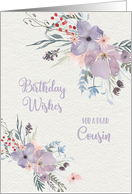 Happy Birthday Female Cousin with Watercolor Wildflowers card