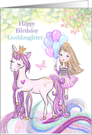 Happy Birthday for Goddaughter Little Princess, Unicorn and Balloons card