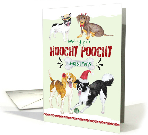 Christmas Dogs Hoochy Poochy with Festive Hats and Bone card (1534298)