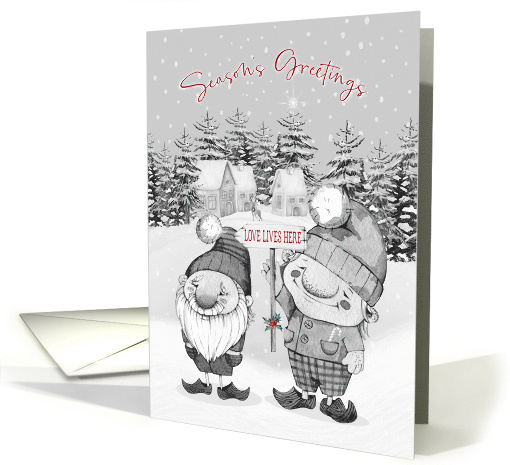 Season's Greetings Love Lives Here Fairy Gnomes card (1549452)