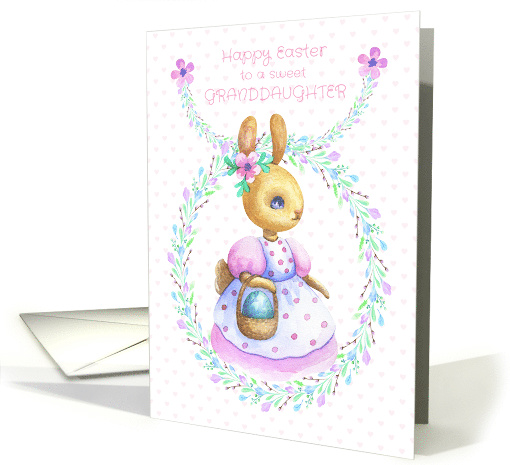 Happy Easter to Young Granddaughter Easter Bunny with Colored Egg card
