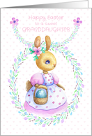 Happy Easter to Young Granddaughter Easter Bunny with Colored Egg card