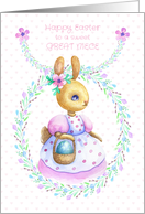 Happy Easter to Great Niece Easter Bunny with Colored Egg card
