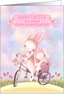 Happy Easter for Great Granddaughter Sweet Bunnies on a Bicycle card