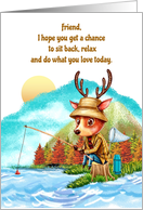 Happy Father’s for Friend Whimsical Deer Fishing card