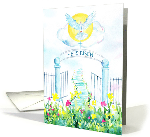 He is Risen, Easter with Cross and Dove card (1563398)