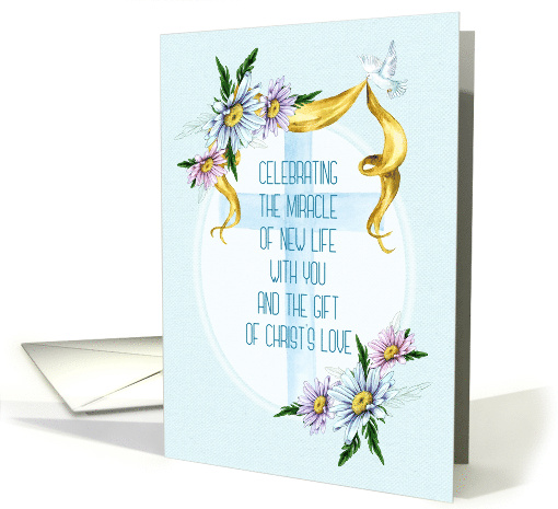 Easter Miracle of New Life with Cross, Dove and Daisies card (1563416)