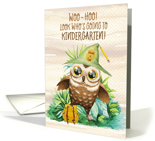 First Day of Kindergarten Back to School Owl card (1579916)