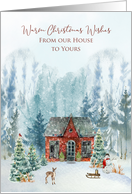 From Our House to Yours Christmas Home Snow Scene card