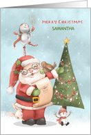 Christmas for Kids Custom Name Santa and his Friends card