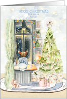 Christmas for Young Niece Little Girl Looking Out the Window card