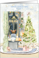 Christmas for Young Girl Little Girl Looking Out the Window card