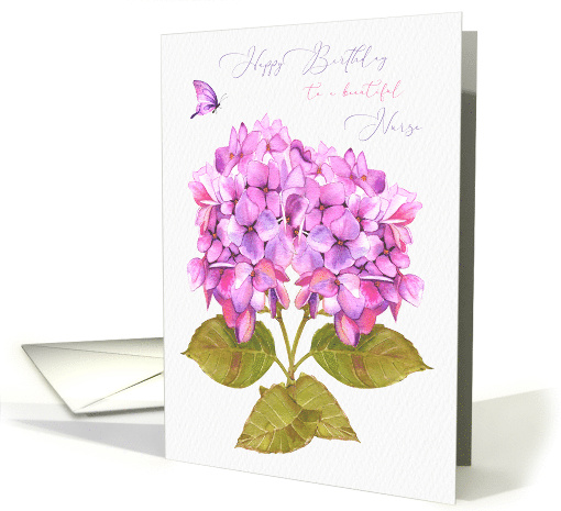 Birthday for Female Nurse Hydrangeas and Butterfly card (1737656)