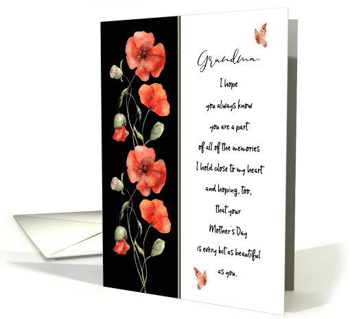 Happy Mother's Day for Grandma Poppies and Butterflies card (1766788)