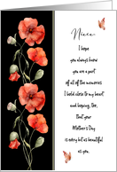 Happy Mother’s Day for Niece Poppies and Butterflies card