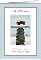 Merry Christmas ~ Red Tractor in the Snow card