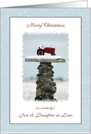 Christmas Son and Daughter-in-law - Red Tractor in the Snow card