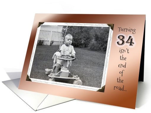 34th Birthday Humor ~ Vintage Baby in Stroller card (884155)