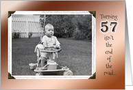 57th Birthday Humor ~ Vintage Baby in Stroller card