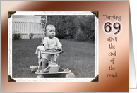 69th Birthday Humor ~ Vintage Baby in Stroller card