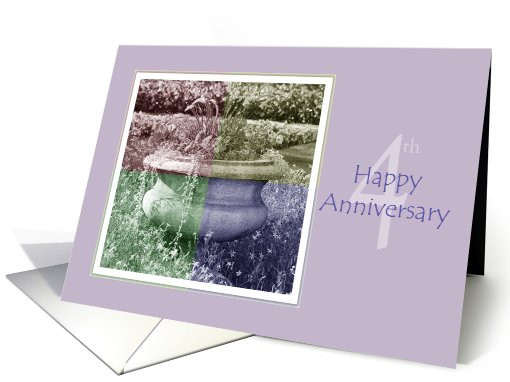 4th Wedding Anniversary Quad Color Flower Urn card (919468)