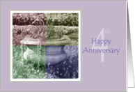 4th Wedding Anniversary Quad Color Flower Urn card