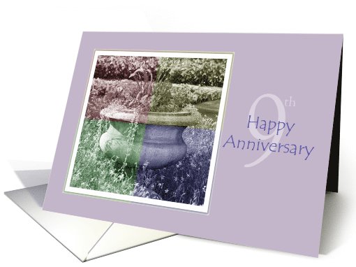 9th Wedding Anniversary Quad Color Flower Urn card (919475)
