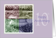 10th Wedding Anniversary Quad Color Flower Urn card