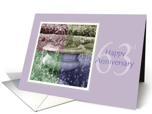 63rd Wedding Anniversary Quad Color Flower Urn card (919580)