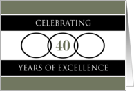 Business 40th Anniversary Green Circles of Excellence card