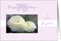 For Sister 75th Birthday White Flowers card