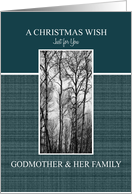 A Christmas Wish to Godmother & Her Family Black and White Treescape card