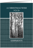 A Christmas Wish for Godparents Black and White Treescape card
