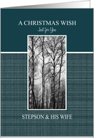 A Christmas Wish for Stepson & His Wife Black and White Treescape card