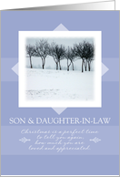 Merry Christmas to Son and Daughter-in-Law ~ Orchard Trees in Winter card