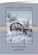 Merry Christmas to Barber ~ Farm Implement in the Snow card