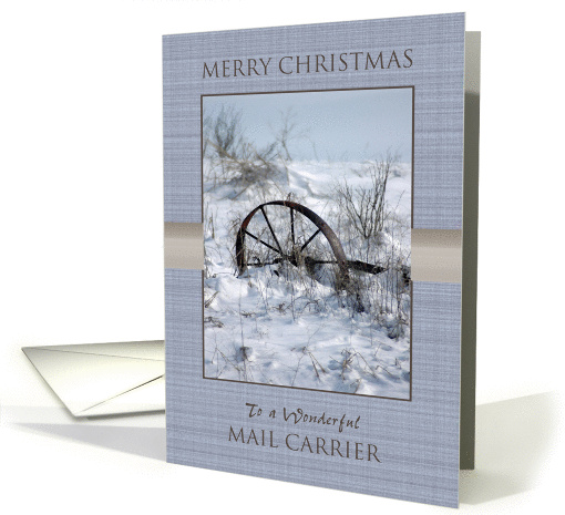 Merry Christmas to Mail Carrier ~ Farm Implement in the Snow card