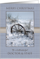 For Doctor & Staff on Christmas ~ Farm Implement in the Snow card